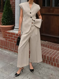 Spring And Summer Retro Temperament Cassette V-Neck Sleeveless Suit High-Waisted Trousers Fashion Casual Suit Women's Clothing 68HZ