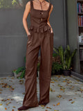 Summer New Cotton Collar Sleeveless Top Trousers Set 2025 Casual Two-Piece Women 68HZ