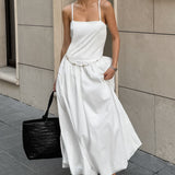 French Temperament Slings Bare Back Pony Pony Pony White Dress 2025 Autumn And Winter Fashion New Women's Dress 68HZ