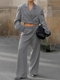 2025 Commuter Suit Women Two Sets Of Retro Collar Two Buckle Loose Umbilled Short Coat Suit Suit 68HZ
