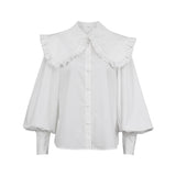 2025 French Temperament Court Style Doll-Collar White Cotton Shirt Long-Sleeved Shirt In The Ear Of The Autumn And Winter Wood 68HZ