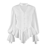 Court Style Design Lotus Leaf Side Long-Sleeved Shirt 2026 Spring And Autumn New Temperament High-End Blouse Woman 68HZ