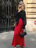 Red High-Waisted Fish Tail And Ankle Skirt Soft And Mtooth Color Butt Mid-Dress 2025 New Autumn Fashion 68HZ