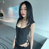 Spring 2025 New Women's Clothing Solid Color Repair Street Fashion Slings Hanging Neck-Lup Vest Women 68HZ