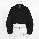 2025 Autumn Fashion Trend Casual Scimitum Collar Zipper Short Hair Coat Woman 68HZ