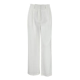 Spring/Summer 2025 Fashion High-Waisted Broad-Footed Trousers Loose Pocket Cotton Slacks Women's White Trousers 68HZ