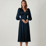Spring 2025 New Densate Dress Female Design Lantern Sleeves To Show Thin Temperament Long Dress 68HZ