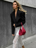 Vintage Black And White Striped Short Blazer 2025 Autumn Fashion New Cardigan 68HZ