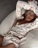 Spring And Summer New Knitted Lady Home Clothes Flowers Print Short Long Sleeve Shorts Two Sets Of Loose Breathable Set 68HZ
