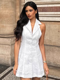 French Cotton New Hanging Neck Sexy Bare Back Dress 2025 Spring And Summer Fashion Short Dress Woman 68HZ