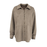 2025 Spring And Summer Retro Style Knitted Velvet Loose Collar Shirt Sleeves Niche Shirt Lady 68HZ