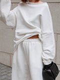 Women's New 2025 Autumn And Winter Fashion Loose-Fitting Trousers Solid-Colored Avant-Garde Two-Piece Sets 68HZ