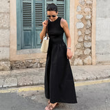 2025 French Round Collar Sleeveless Cover Splicing In-Set Dress Autumn New Long Dress Women's Dress 68HZ