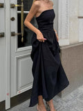 French Sexy Black Cotton Tset Coat Dress 2025 Spring And Summer Fashion New Long Dress Woman 68HZ