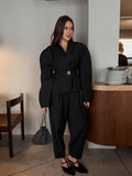 Vintage Long-Sleeved Black Suit Blouse Trousers Two Sets Of Women's Fashion Casual Suit Suit 68HZ