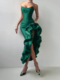 Famous Wind Three-Dimensional Evening Dress Female Senior Sense Of The Stud Simulation Silk Fork Carefully Machine Sexy Tset-Smear Dress 68HZ