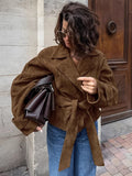 French Velvet Suit Collar Casual Double Buckle Jacket 2025 Autumn And Winter Fashion New Products Frosted Velvet Coat 68HZ