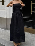 French Sexy Black Cotton Tset Coat Dress 2025 Spring And Summer Fashion New Long Dress Woman 68HZ