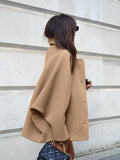 Autumn Fashion High-End Brown Hair, Collar Bat Sleeve Open Shirt Jacket Simple Commuter Women's Clothing 68HZ