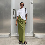 Spring 2025 Women's Imitation Acetate-Colored Black Dress Women's French Commuting Faesce Color Skirt 68HZ