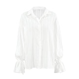 French Convex Trumpet Horn Collar With Ladies Shirt 2025 Autumn Fashion New Top 68HZ