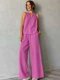Ucka-Colored Cotton Tampons With Sleeveless Neck Vest Broad-Footed Trousers Set 2025 Spring And Summer Fashion New 68HZ