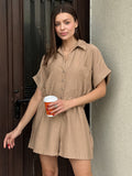 2025 Fashion Loose Collar Shorts Uniform Summer Commuting Women's Clothing 68HZ