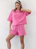 Green Fashion Casual Sports Set Women's Short Sleeve T-Shirt Shorts Two-Sleeve 2025 Summer 68HZ