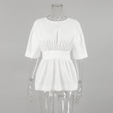 Spring And Summer Pure Cotton Short-Sleeved Back T-Shirt Shirt Top New Comfortable Fashion Women's Clothing 68HZ