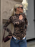 Fashion Leopard Print Hole Design Repair Body Dressing In The Spring And Summer New Commuter Style Women's Clothing 68HZ