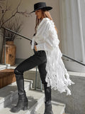 New 2025 Punk Wind Rock Cascading Lotus Side With Lace White Shirt Female Personality 68HZ