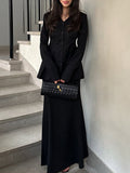 Autumn Fashion Commuting Explosion Brown Suit Sexy V-Neck Long Sleeves Cuscult Temperament Fishtail Dress Suit Woman 68HZ