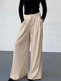 Spring And Summer Leisure Cassings With Loose High-Waist Broad-Footed Trousers Retro Fashion Pocket Suit Trousers Women 68HZ