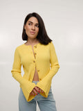 Spring And Autumn 2025 Retro Cardigan Horn Sleeves Waist Sweater Senior Sense Thin Short Knitted Shirt 68HZ
