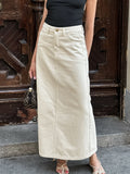 Spring And Summer 2025 New Pure Cotton Beige Dress Slim Slim High Waist Pocket Open Skirt Half Dress Women's Dress 68HZ