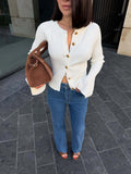 Spring And Autumn 2025 Retro Cardigan Horn Sleeves Waist Sweater Senior Sense Thin Short Knitted Shirt 68HZ