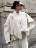Autumn And Winter New Long-Sleeved V-Neck Coat Jacket Short 2025 Loose Temperament Commuting Lazy Woman 68HZ