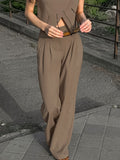 Casual Karma Fashion Temperament Feel Sleeveless Vest Trousers Set Spring And Summer With High Waist Two Sets Of Women 68HZ