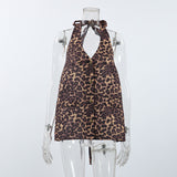 Summer New Leopard V-Neck Hanging Neck Sleeveless Hottie Vest 2025 Fashion Women's Top 68HZ