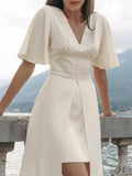 2025 Summer Fashion New Apricot Imitation Acet Acid Dress A Tea Dress Woman 68HZ