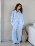 Casual Kaqi Cotton-Slemp Breathable Long-Sleeved Trousers Two Sets Of Autumn Loose Street Style Suit Woman 68HZ