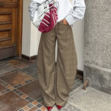 2026 Spring New Small Design Lattice Scissors Women's Casual Loose Thin Casual Trousers 68HZ
