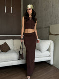 Daily Temperament Fashion Vest Set Summer New Umbilly Design Feeling Solid Half-Dress Two-Set Woman 68HZ