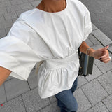Spring And Summer Pure Cotton Short-Sleeved Back T-Shirt Shirt Top New Comfortable Fashion Women's Clothing 68HZ