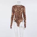 2025 New Knitted Leopard Print Long-Sleeved Round Collar Repair Slim Thin-Joint Clothing Fashion Top Lady 68HZ