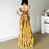 2025 Summer New Sexy Lotus Side Resort Hottie Hanging Neck Sling Skirt 68HZ