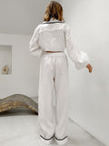 Autumn New Cotton-Colored Collared Lantern Sleeve Broad-Footed Trousers Set 2025 Fashion Two-Piece Set Of Women 68HZ