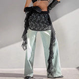Sexy Lace Jiti Leaves Side Half-Shit Skirt Ass Curtain 2025 Summer Fashion New Short Skirt Girl 68HZ