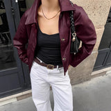2025 New Collar Pu Leather Coat Women's Autumn And Winter Short Loose Retro Locomotive Top 68HZ