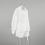 Sexy Design With A Sense Of Cotton White Fashion Long-Sleeved Shorts Set Summer Women's Clothing 68HZ
